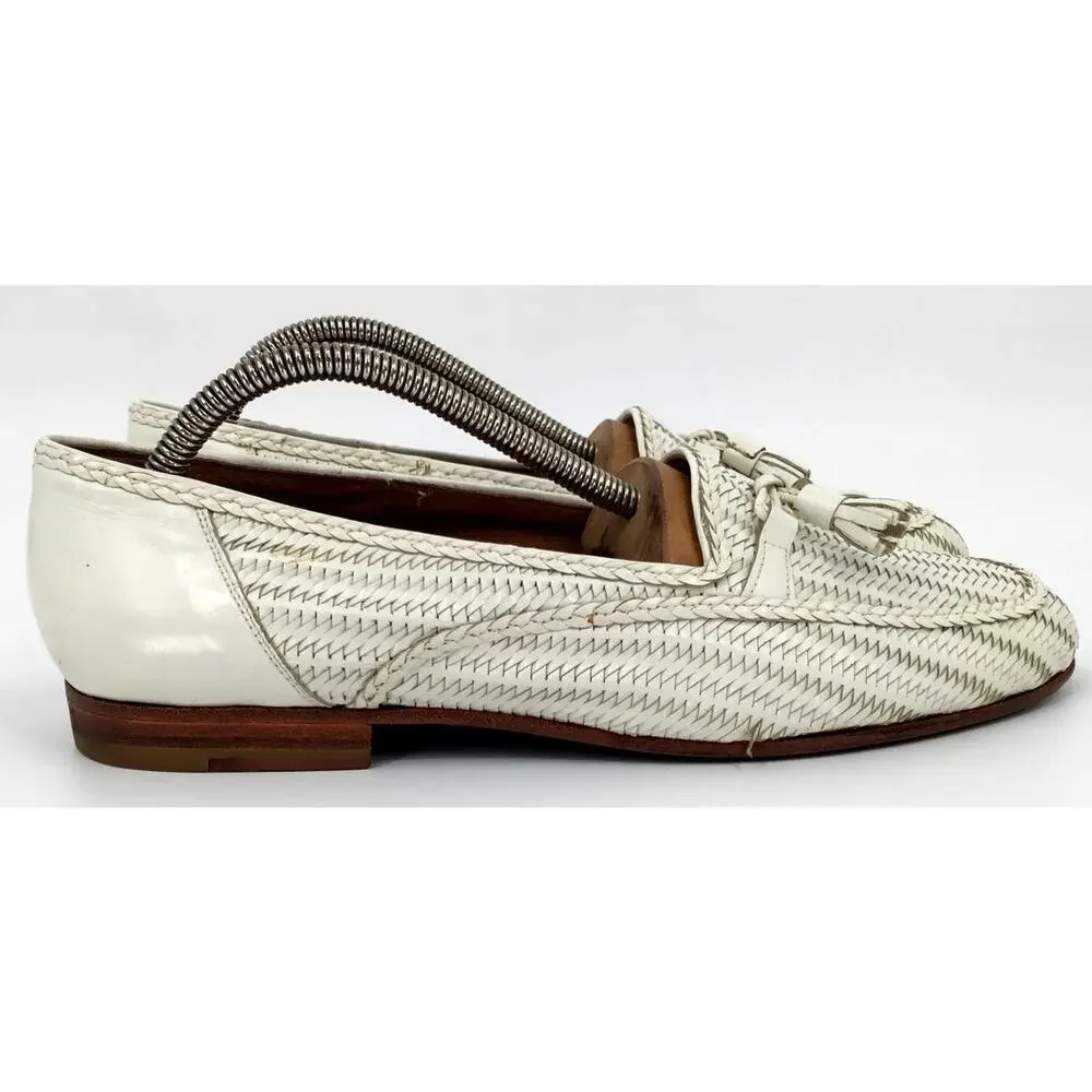 Vintage 1990s Bally Madrid Italy Woven Leather Tassel Loafers Men's 9.5M